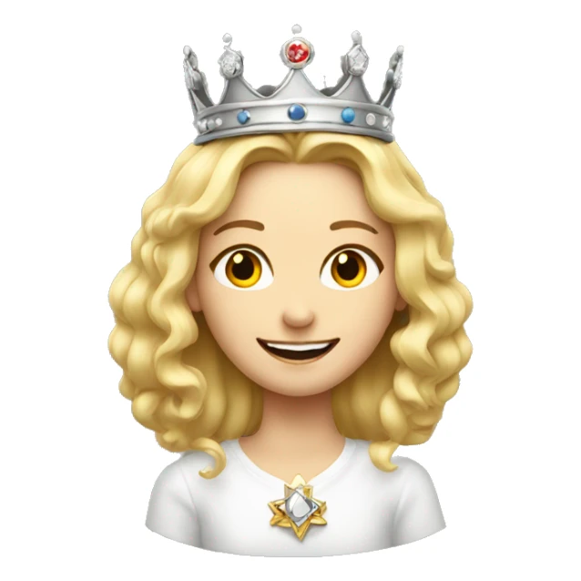 blonde girl smiling portrait with king’s crown  sticker
