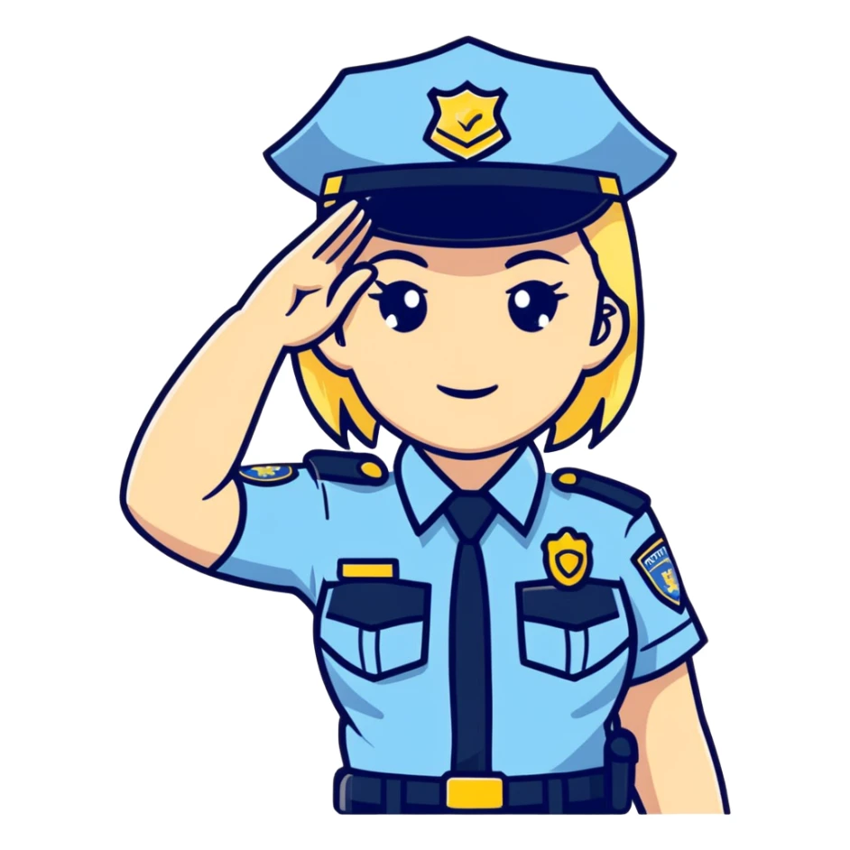 Blonde female police officer saluting  sticker