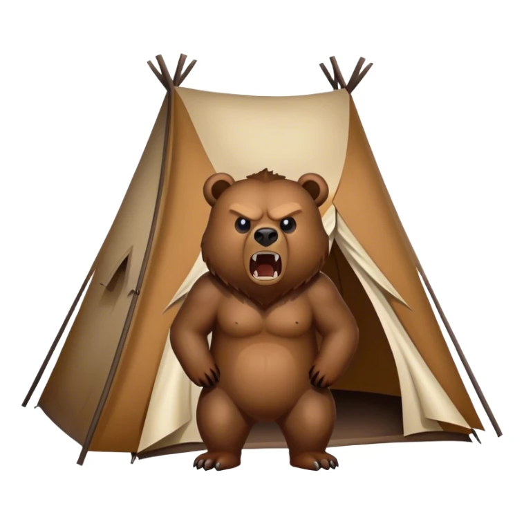 angry grizzly bear facing a tent sticker