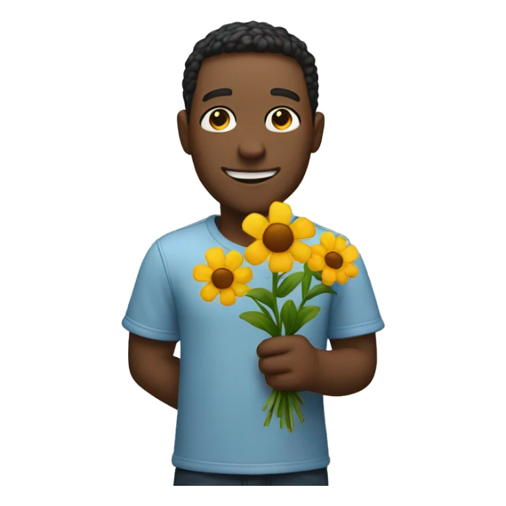 Smiling Emoji holding Flowers in his Hand  sticker