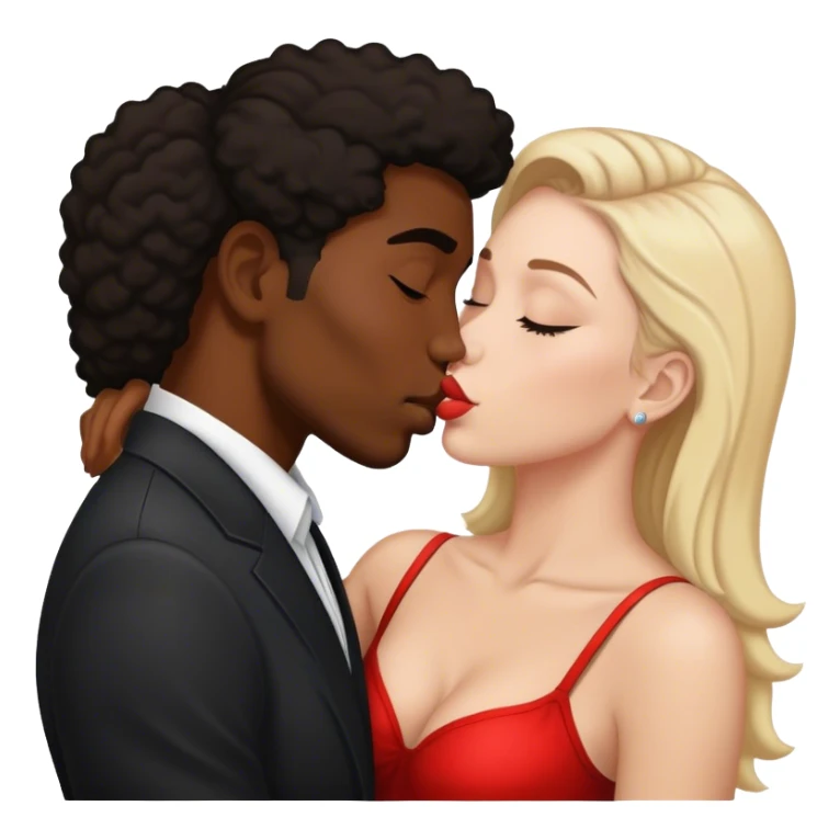 Black bold man and white woman kissing  sticker