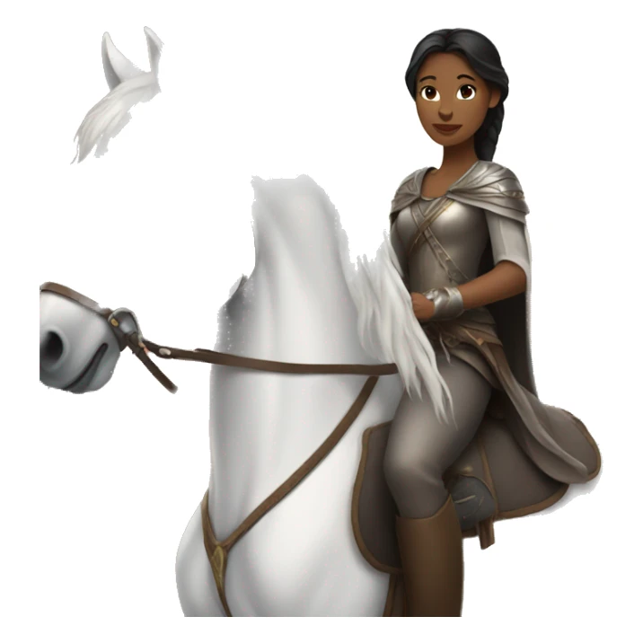 Dark haired princess riding a white horse sticker