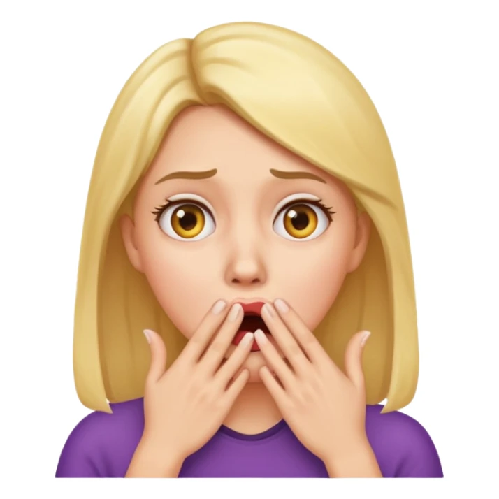 scared woman with her hand on mouth, emoji style, even more details sticker