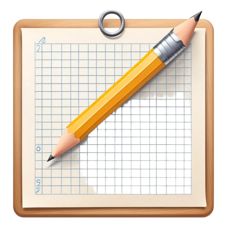 A pencil is placed over a sheet of paper grid, representing the sketching  sticker