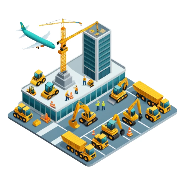 create isometric of cathay construction airport sticker