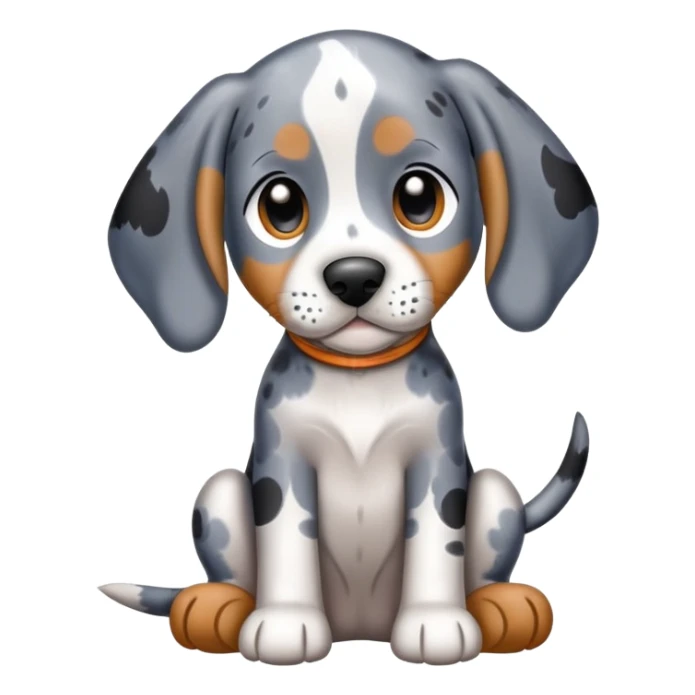 adorable sitting bluetick coonhound puppy with floppy ears and spotted coat sticker