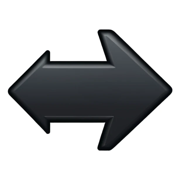 black arrow pointing right, iOS emoji style, flat, clean, minimal, transparent background sticker