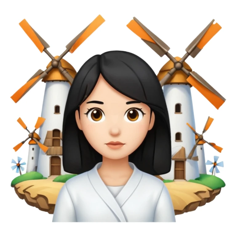 Black Hair People with  Windmills sticker