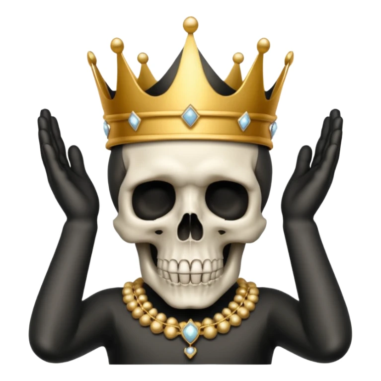Skull with hands on head and a crown and no diamonds sticker