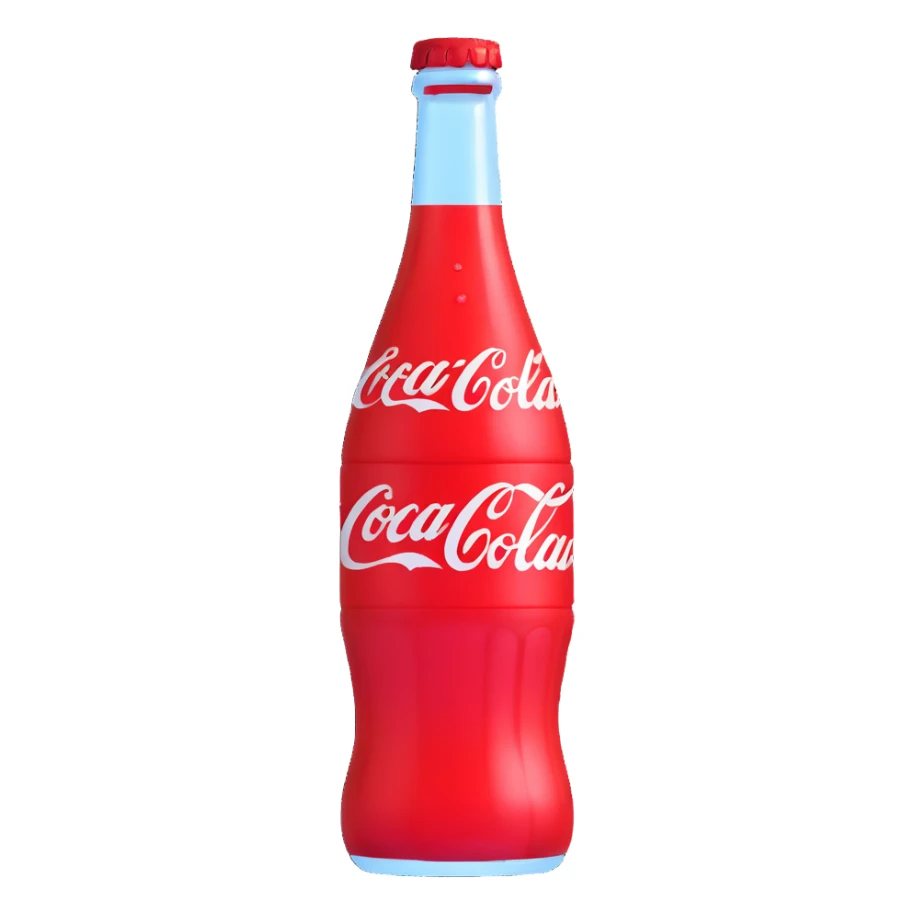 glass bottle of Coca Cola with fizzy bubbles sticker