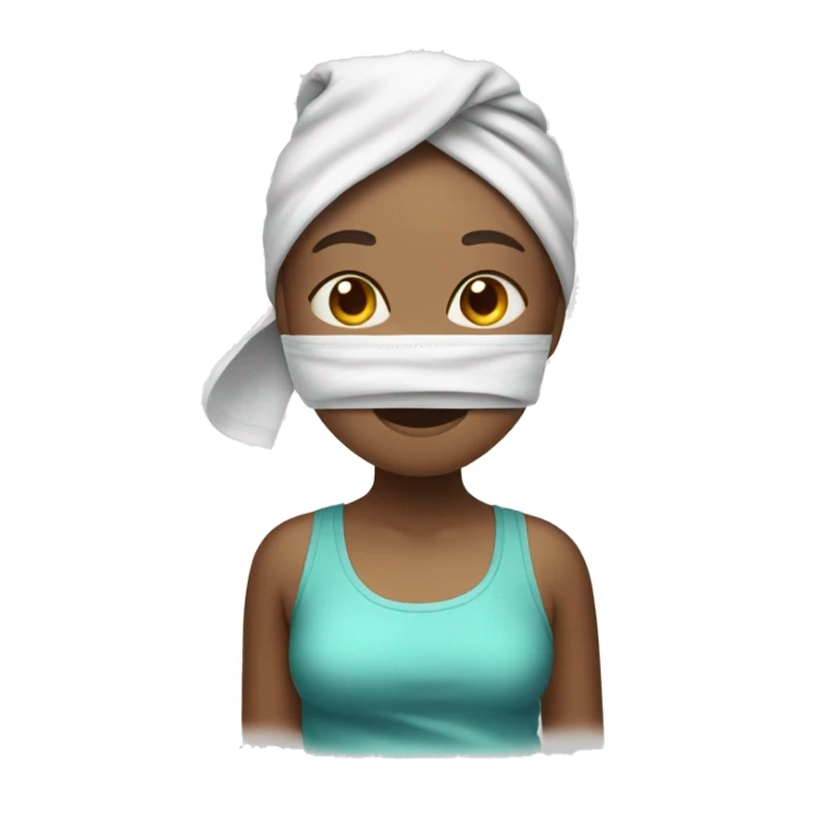 Girl with towel on head and face mask on sticker