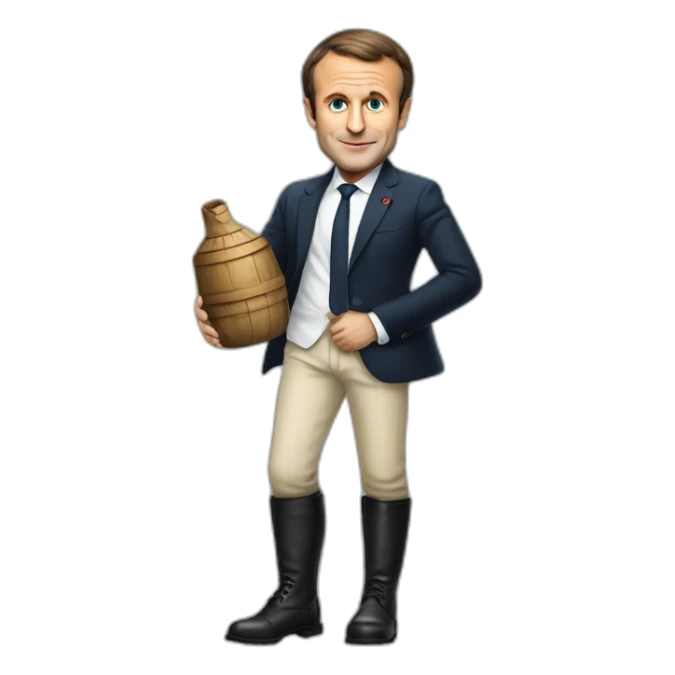 Emmanuel macron with a botte of per sticker