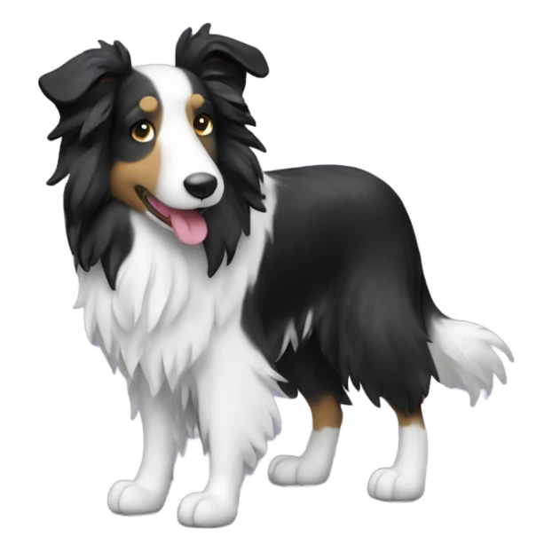 Black and white collie dog with curly spring tail sticker