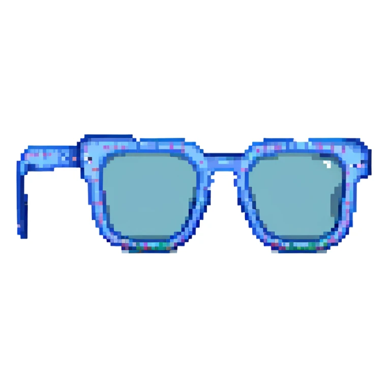 a pair of sunglasses pixel art with blue tint sticker