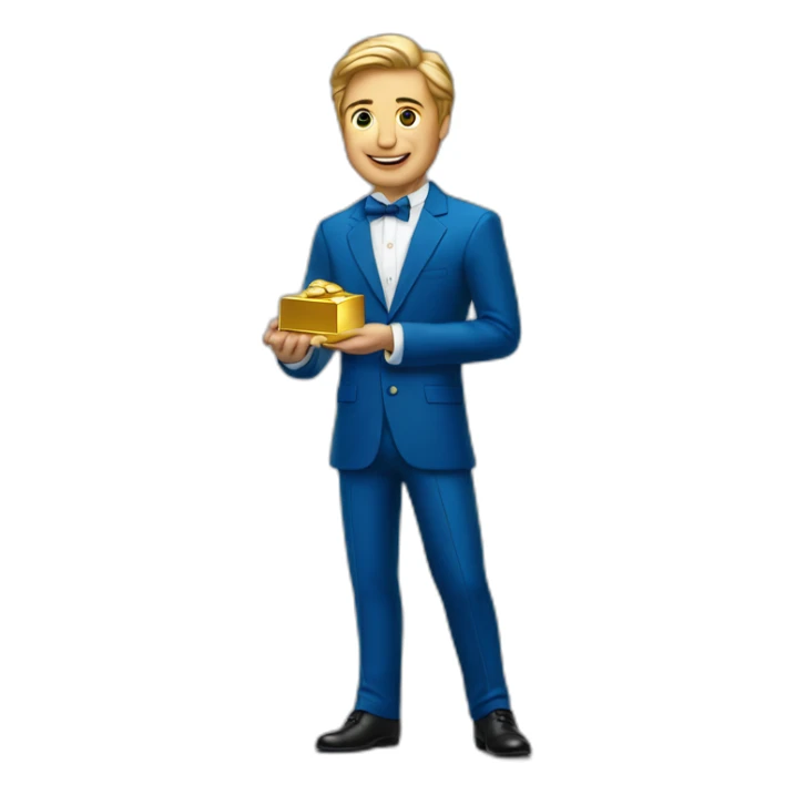 Posh-man-with-blue-suit-offering-goldbar sticker