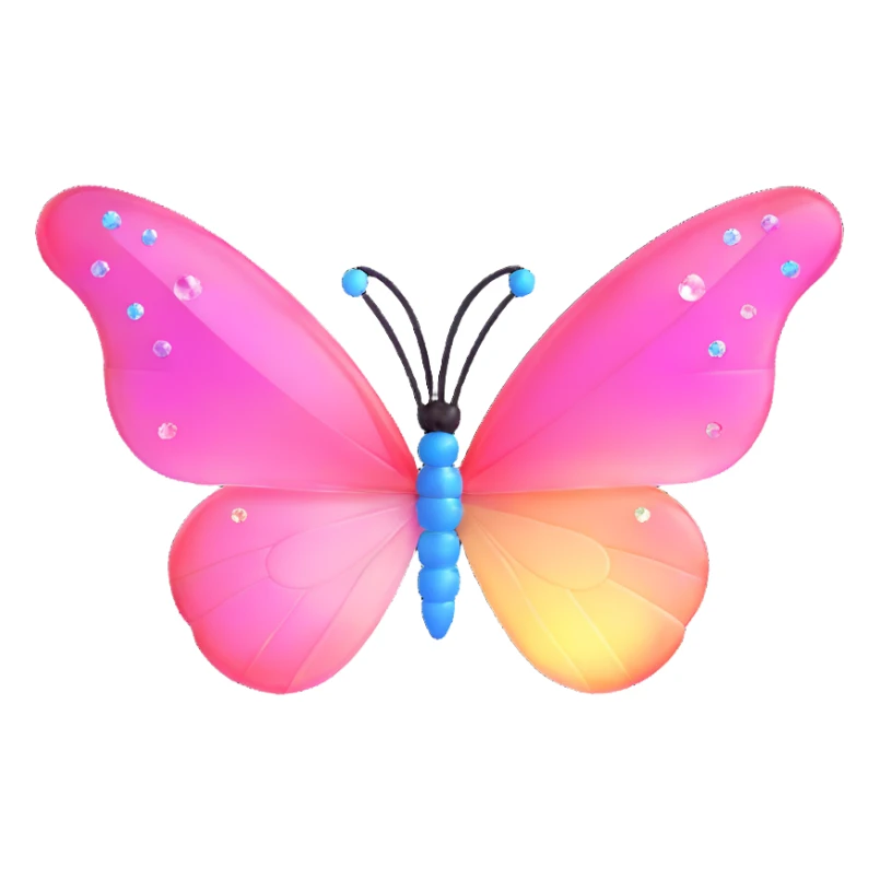 Light pink rainbow glass crystal butterfly sticker