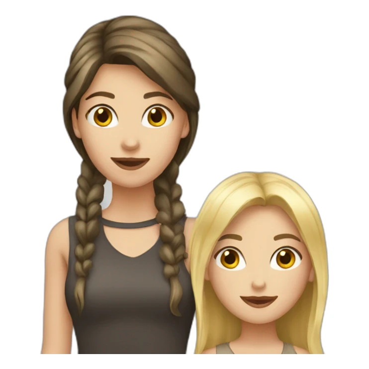 blond girl and brunette girl sticker