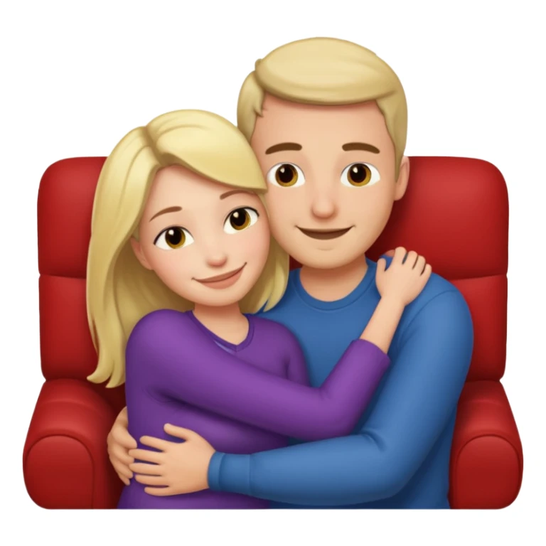 Women cuddling man on couch sticker