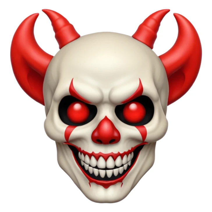 skull with clown nose and devil horns sticker