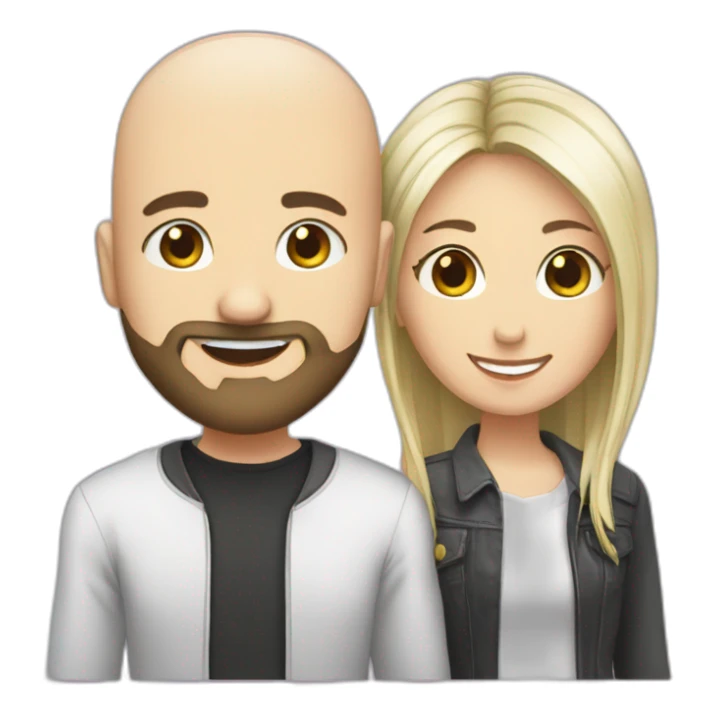 Happy-secret-couple-bald-guy-with-beard-with-emo-girl sticker