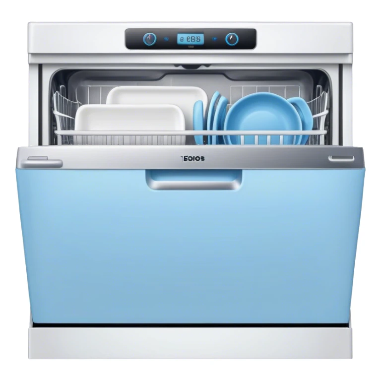 Open dishwasher in baby blue sticker