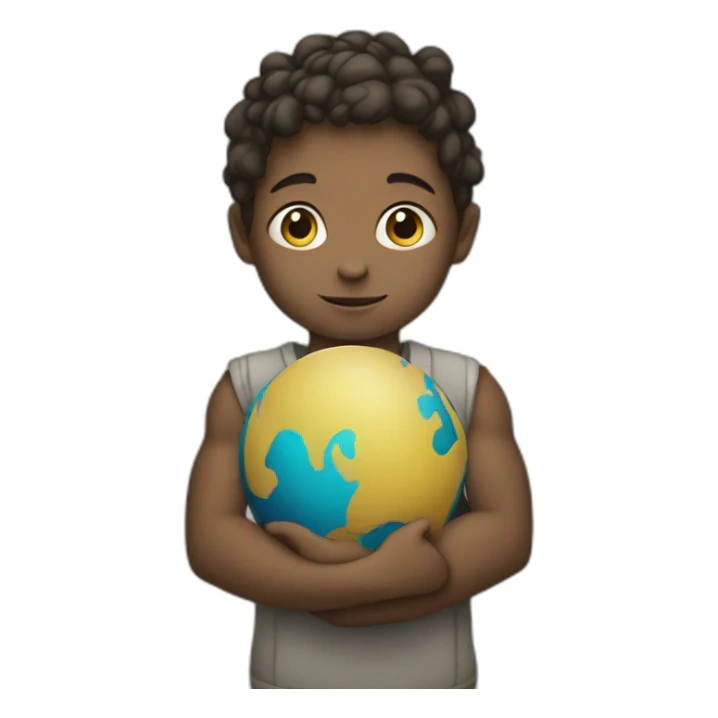 A child holding the weight of the world sticker