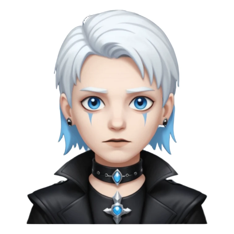 necromancer with black leather outfit white hair sticker