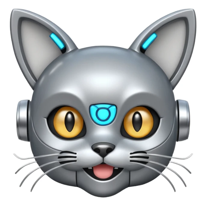 robot looking surprised with cat ears and looks funny sticker