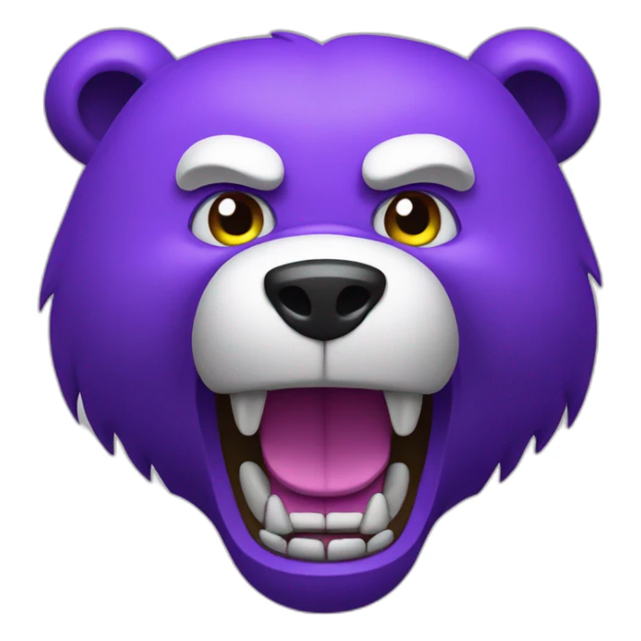 Angry Purple bear with white eyes roaring sticker