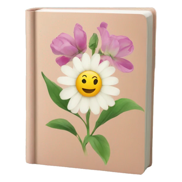 book with flower printed on the cover sticker