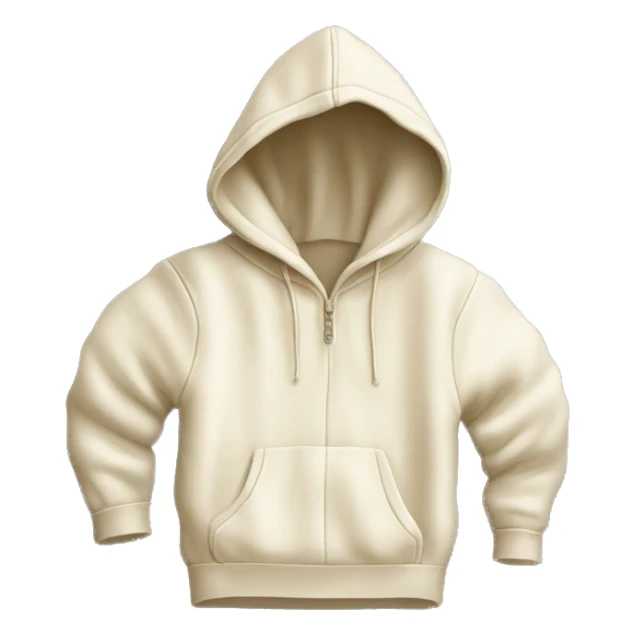 A flat lay of a cream hooded jumper laying down sticker