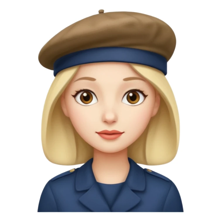 woman with a beret sticker