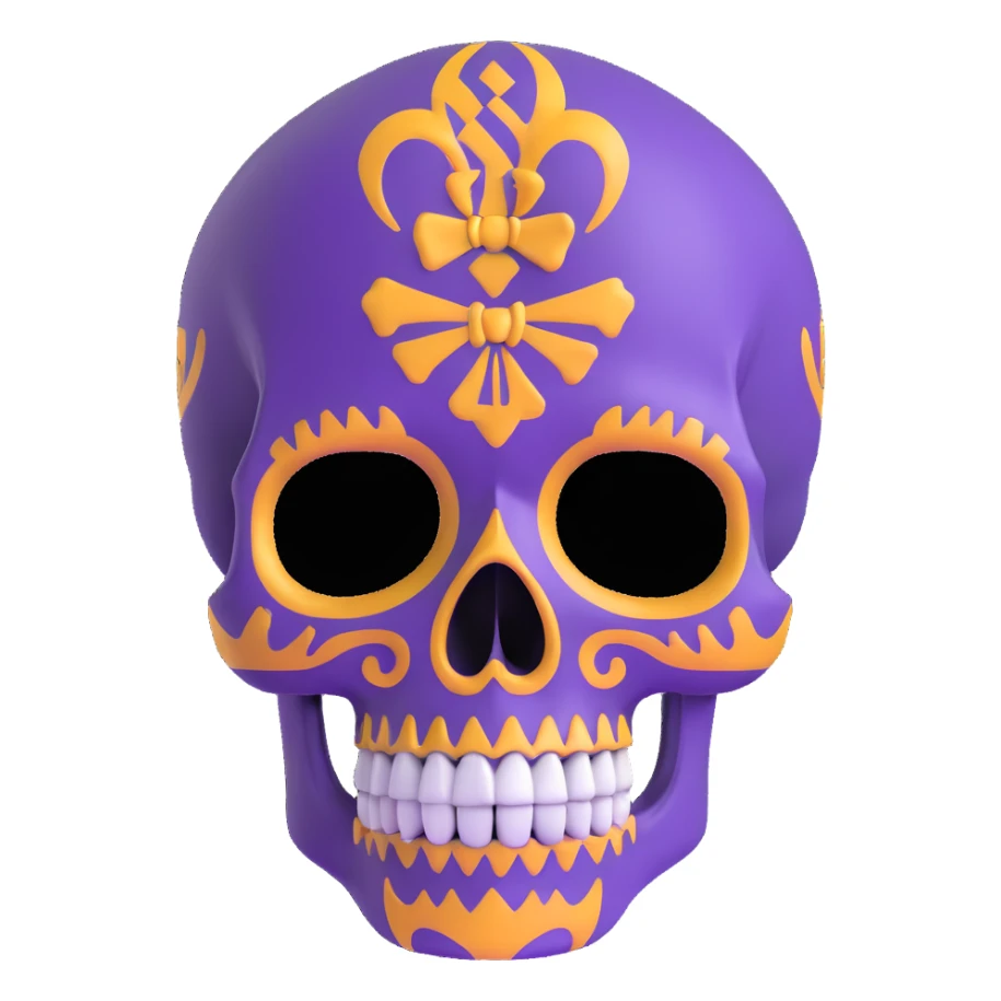 skull decorated in LSU purple and gold colors sticker