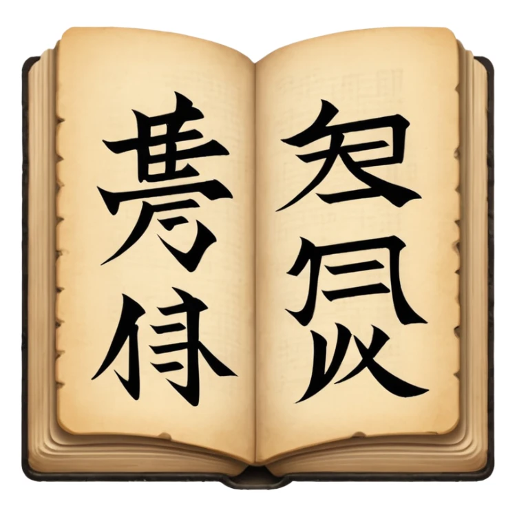 open book with Chinese character 文 on the page sticker