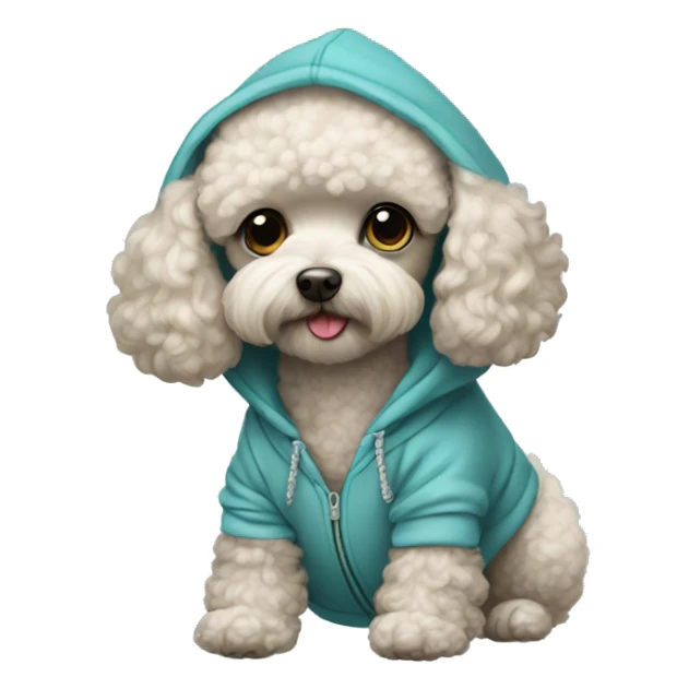 small poodle wear in hoodie  sticker