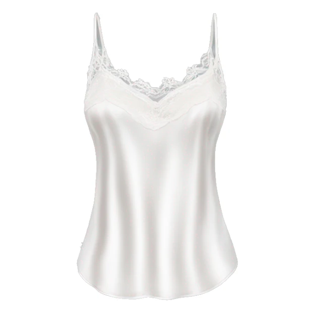 Realistic isolated side view white lace silk camisole.  sticker