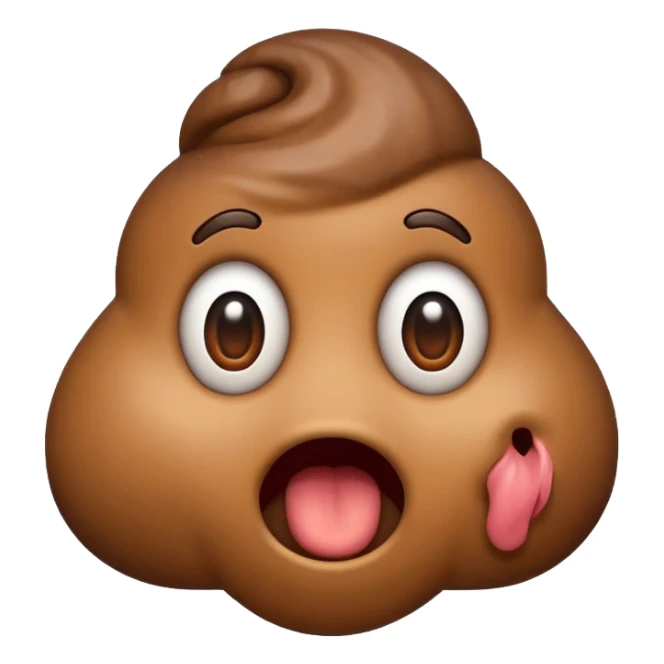 cartoon poop emoji with a surprised expression sticker