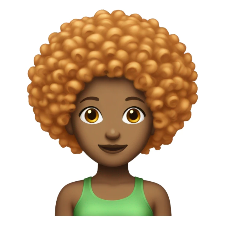 Curly orange Afro light skin girl with a green crop top on sticker
