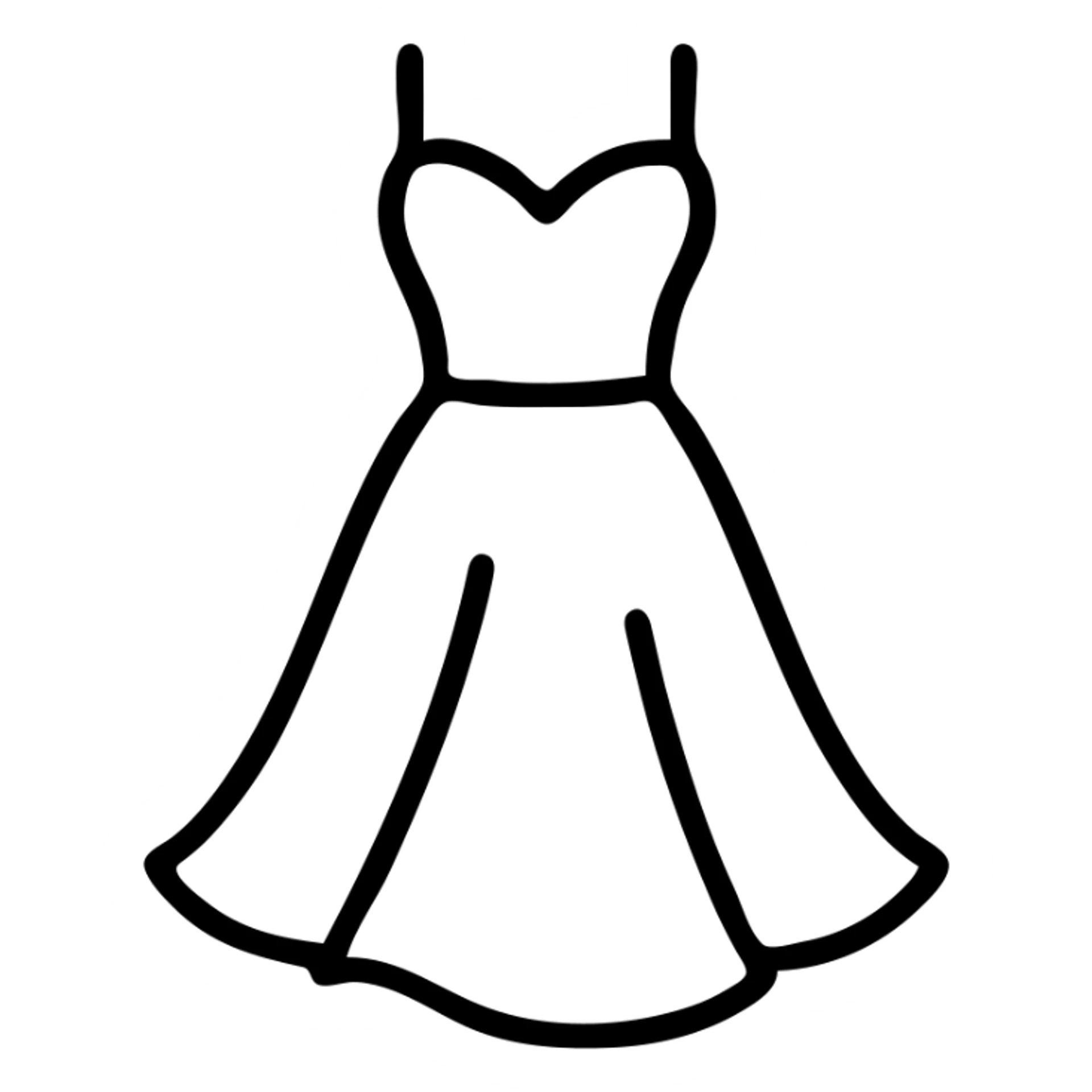 party dress, elegant and flowing, hand-drawn outline style sticker