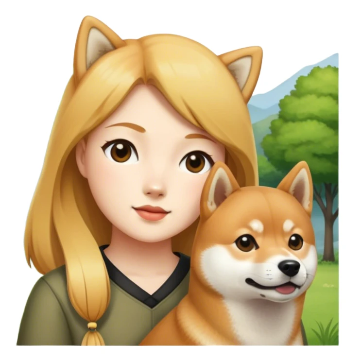 girl with shiba inu outdoors sticker