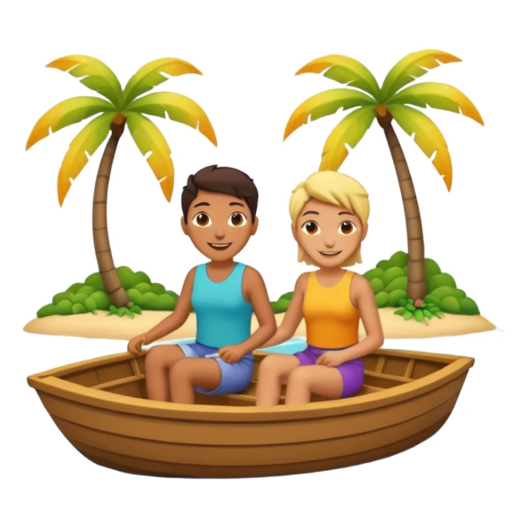 Two queer people on an island in a boat (non binary and lesbian) sticker