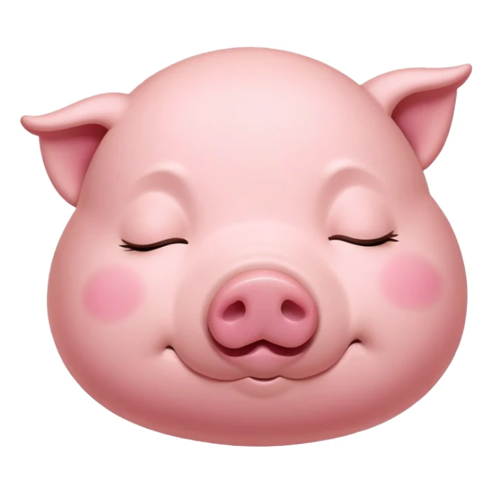 Meme-Worthy Cute Sleeping Pig Portrait Emoji, Head resting peacefully with a contented smile, showcasing a delightfully stout build and a luxuriously soft rosy-pink hide, eyes shut in a serene, restful nap, Simplified yet hilariously adorable features, highly detailed, glowing with a soft, drowsy light, high shine, relaxed and utterly lovable, stylized with an air of playful laziness, bright and heartwarming, soft glowing outline, capturing the essence of a comically sleepy pig, so meme-worthy it feels like it could instantly become the next viral sensation of adorable slumber! sticker