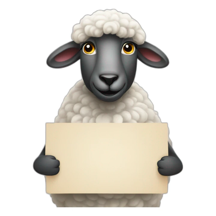 sheep holding sign saying “hi” sticker