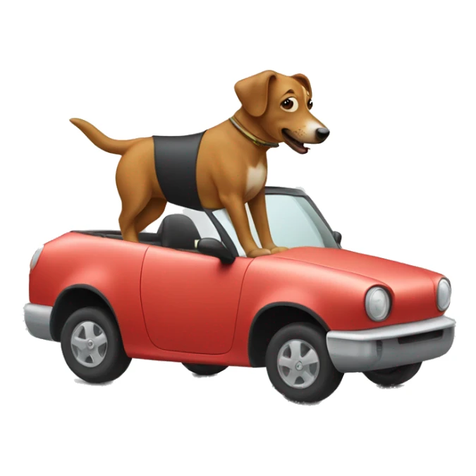 A dog riding a car like a horse  sticker