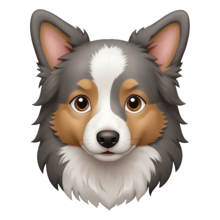 puppy dog, half border collie, gray fur, brown eyes sticker