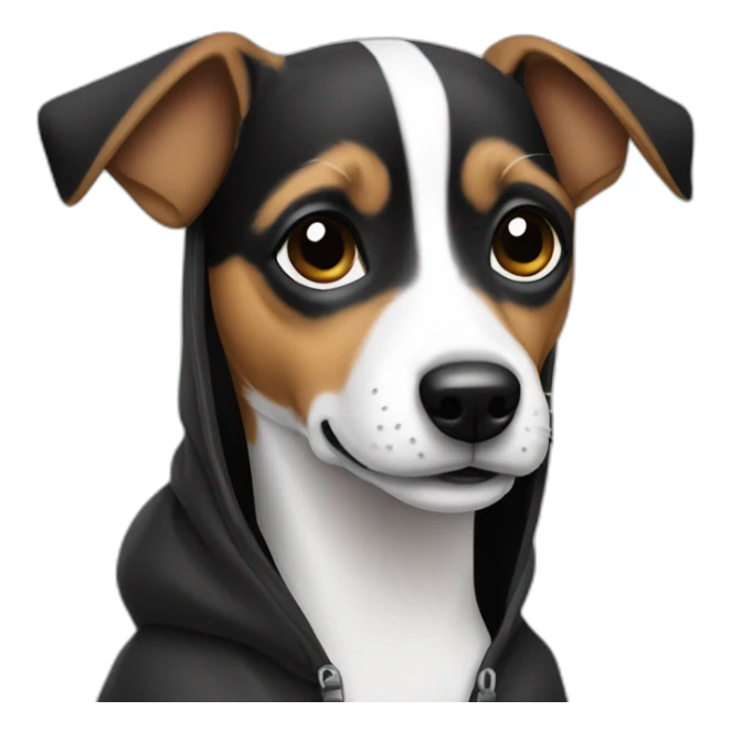 Small jack russel wearing a black hoodie sticker