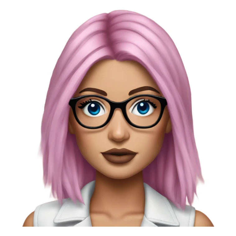 Hyper Realistic kylie jenner pink hair blue eyes and glasses  sticker