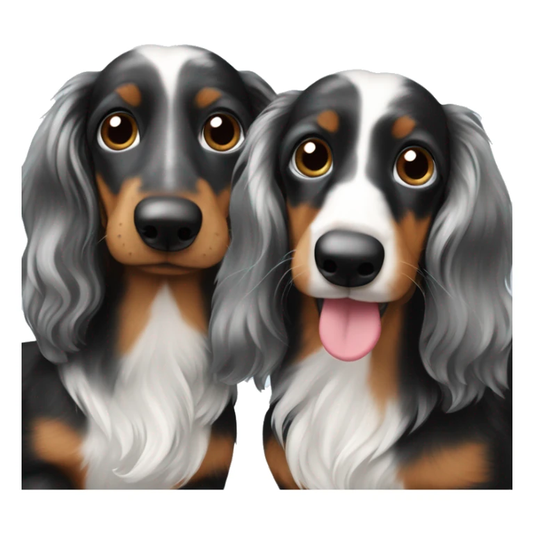 Two long hair black merle dachshunds together  sticker