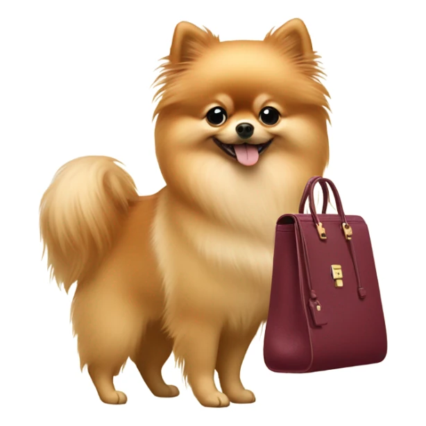pomeranian with a birkin bag sticker