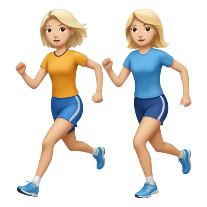 I want 2 women holding hands running in same direction, one is brunette, one is blonde sticker